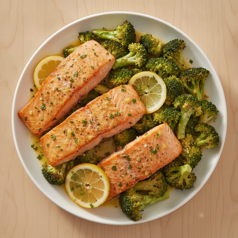 Sheet Pan Lemon Herb Salmon and Broccoli