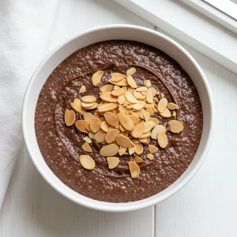 Chocolate Protein Chia Pudding with Almonds