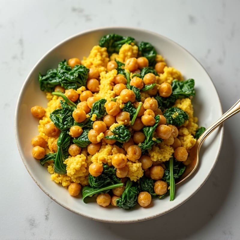 Silky Tofu Scramble with Spinach and Chickpeas