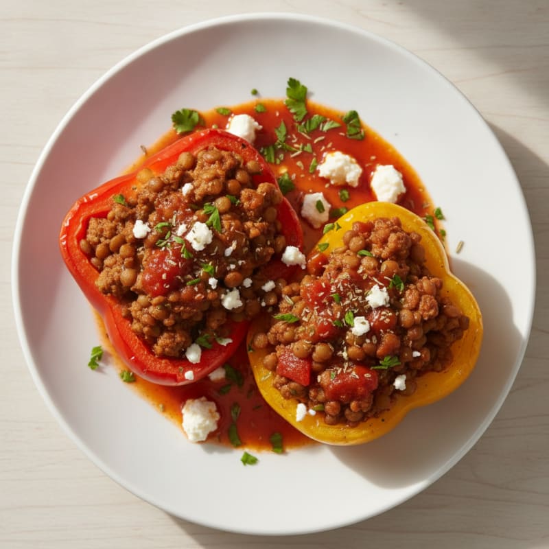 Lentil and Turkey Stuffed Bell Peppers