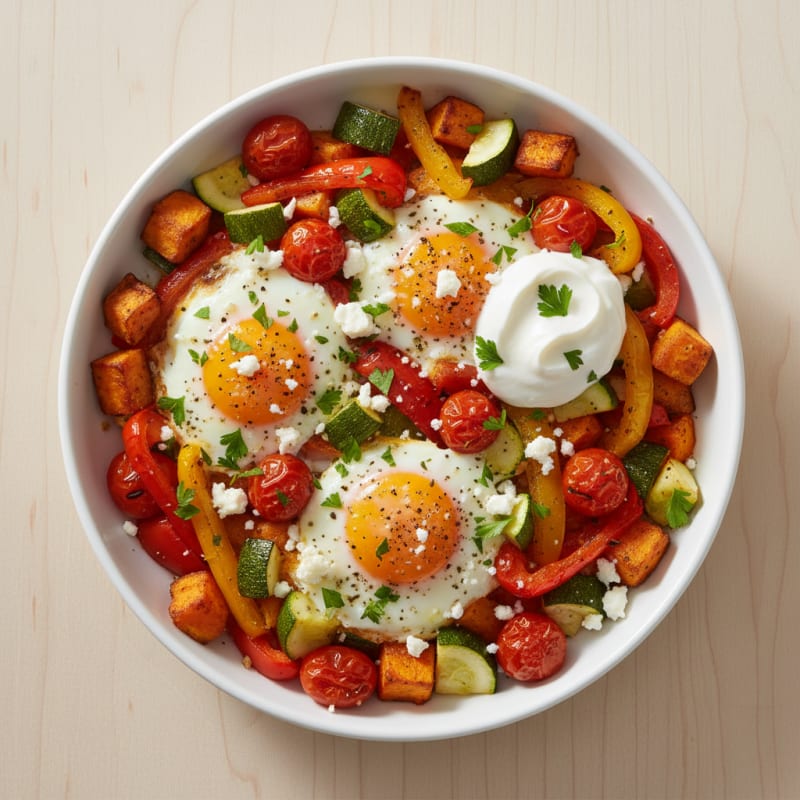 Baked Eggs with Roasted Vegetables