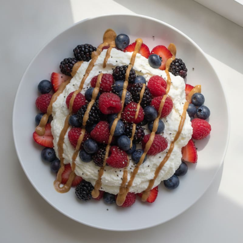 Silky Greek Yogurt Protein Mousse with Mixed Berries