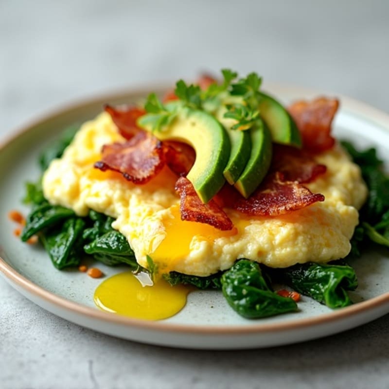 Egg White Scramble with Spinach and Turkey Bacon