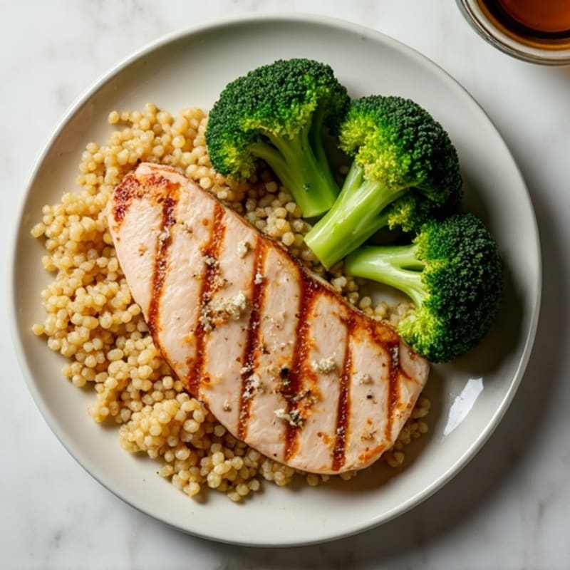 Grilled Turkey Breast with Roasted Broccoli and Quinoa