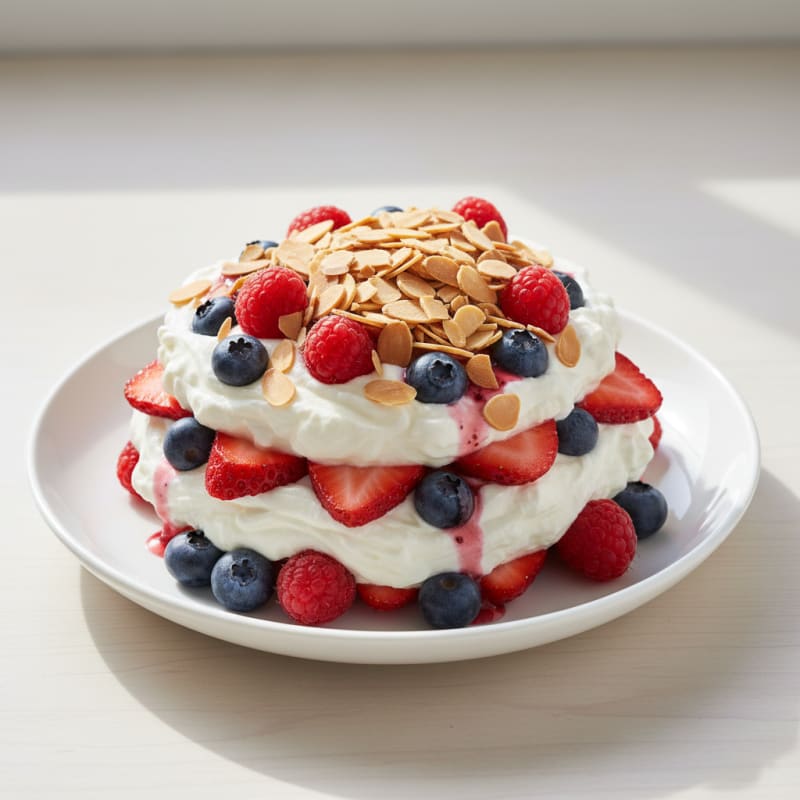 Greek Yogurt Protein Parfait with Mixed Berries and Almonds