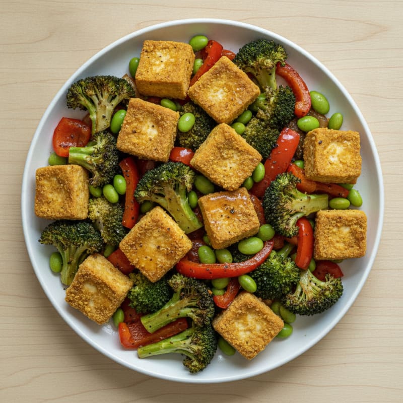 Pan-Seared Tofu with Roasted Vegetables