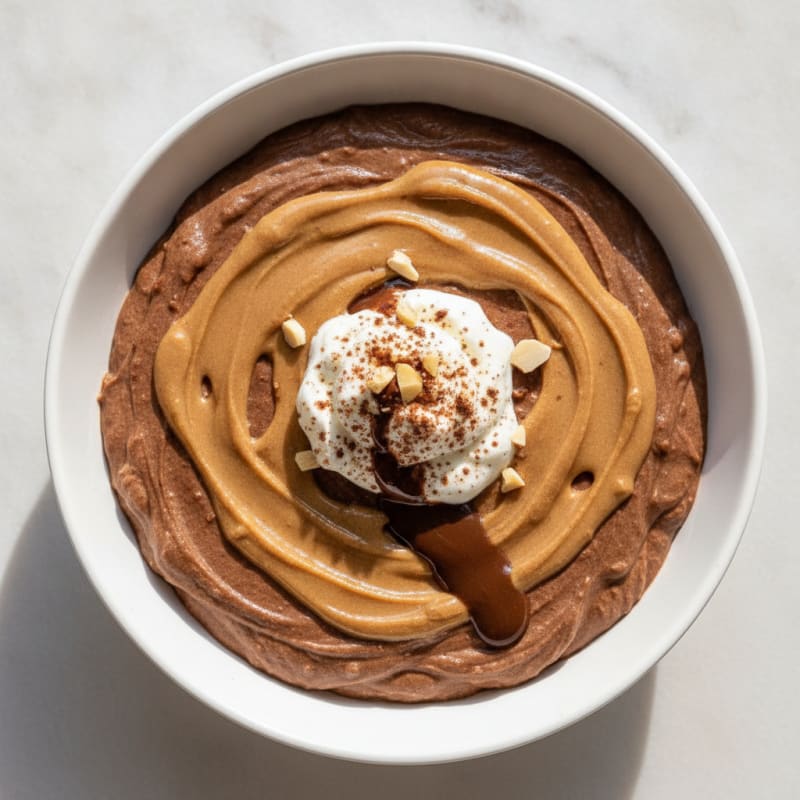 Silky Chocolate Protein Pudding with Almond Butter Swirl