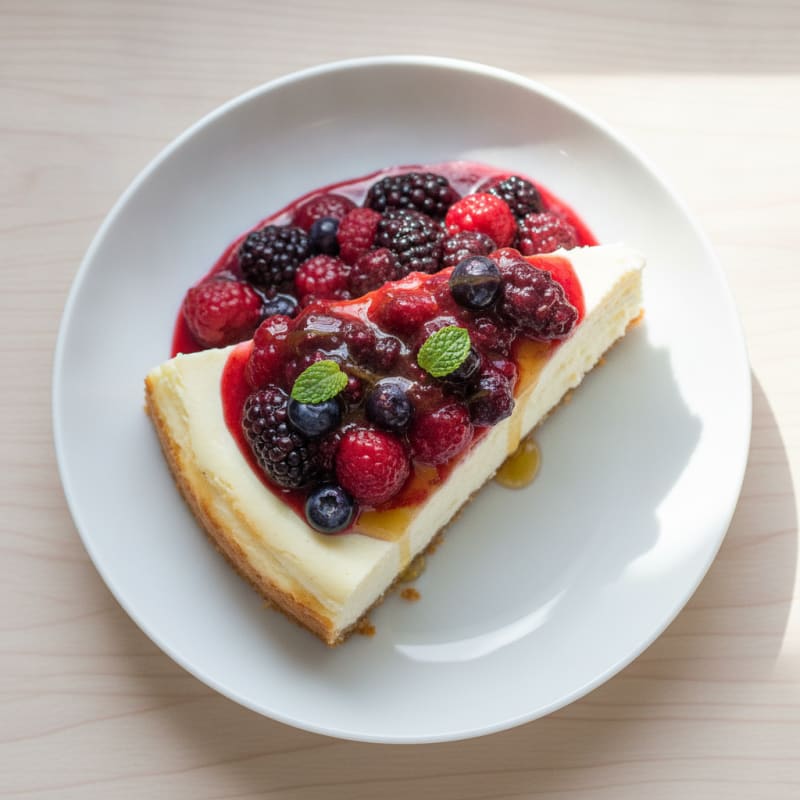 Creamy Greek Yogurt Protein Cheesecake with Berry Compote