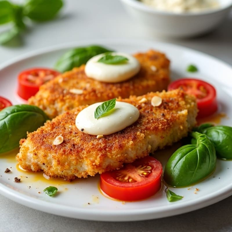 Crispy Chicken with Fresh Tomato, Basil, and Melty Mozzarella