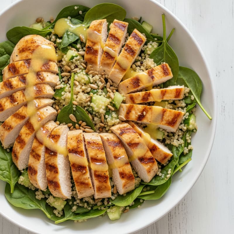 Grilled Chicken and Quinoa Salad with Spinach