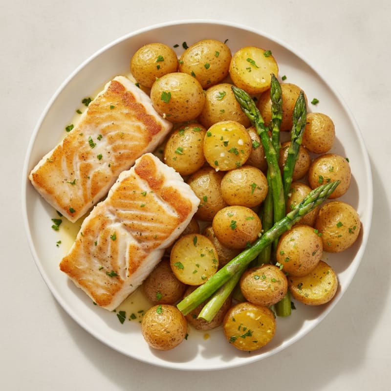 Pan-Seared Fish with Lemon Herb Potatoes