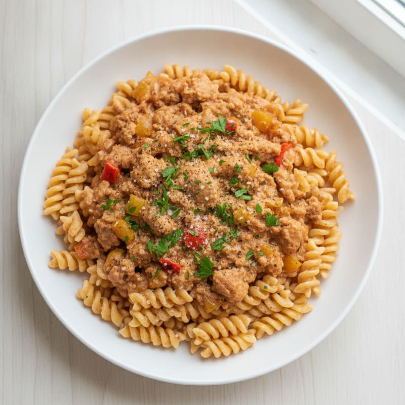 Turkey Bolognese with Creamy Rosa Pasta