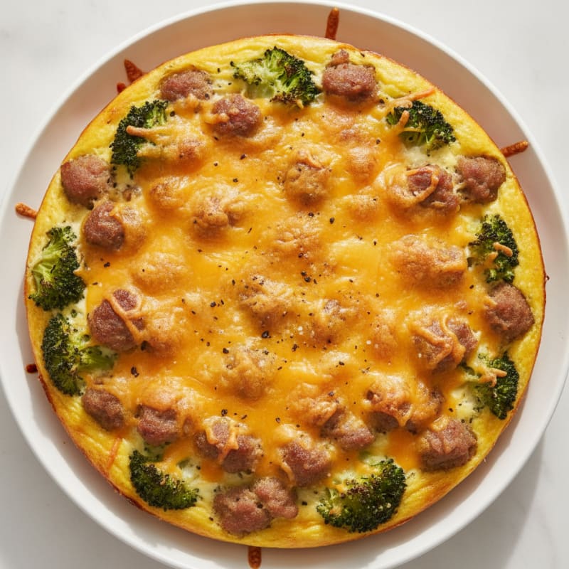 Pork Sausage Cheddar Broccoli Bake