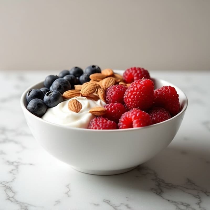 Creamy Greek Yogurt with Fresh Berries and Crunchy Almonds