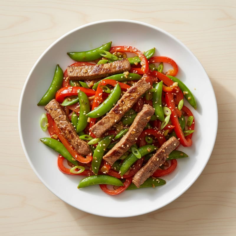 Lean Beef Stir Fry with Bell Peppers and Snap Peas