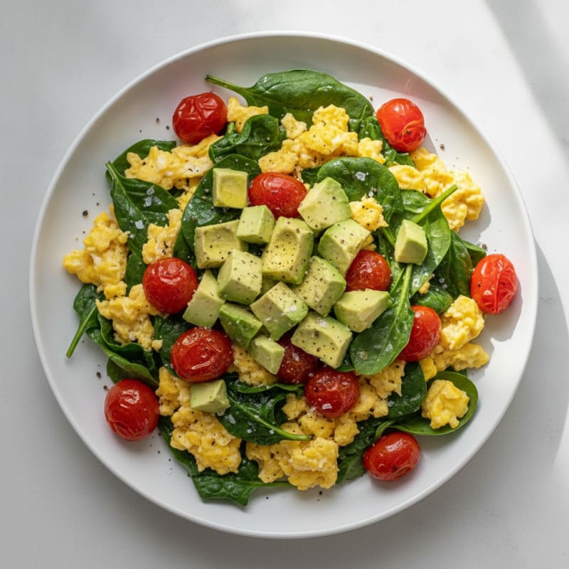 High-Protein Spinach and Tomato Scramble