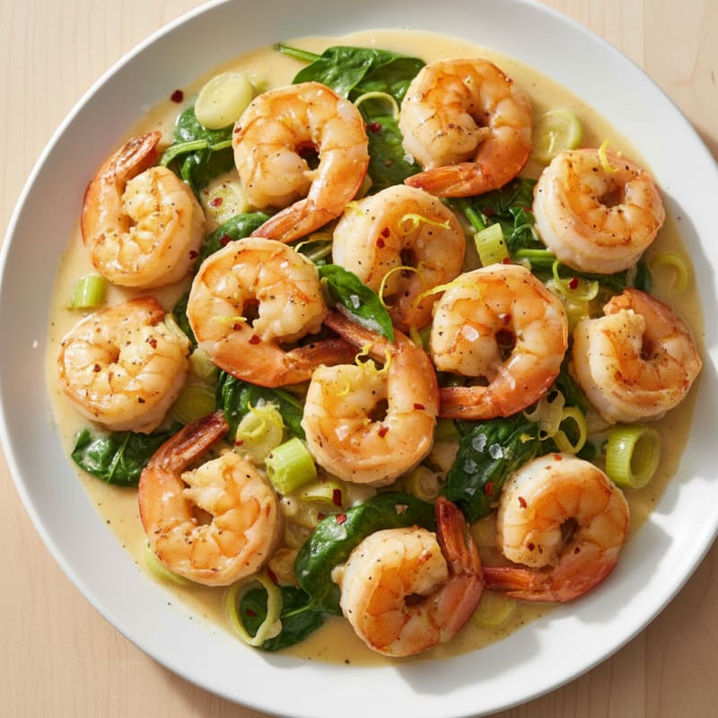 Zesty Lemon-Garlic Shrimp with Creamy Leeks