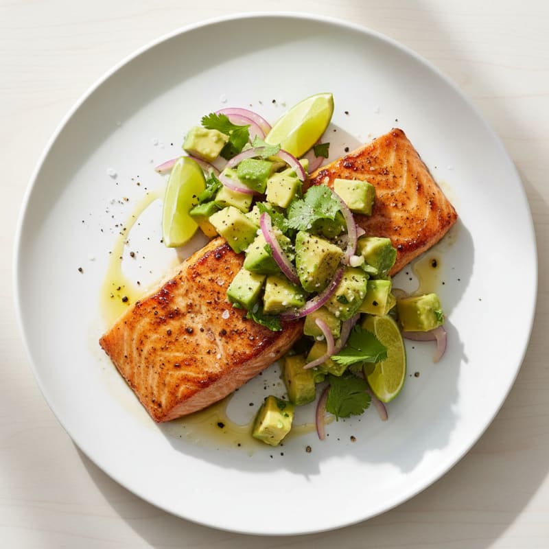 Pan-Seared Salmon with Avocado-Lime Salsa