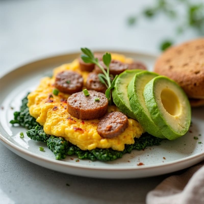 Egg White and Turkey Sausage Scramble with Spinach
