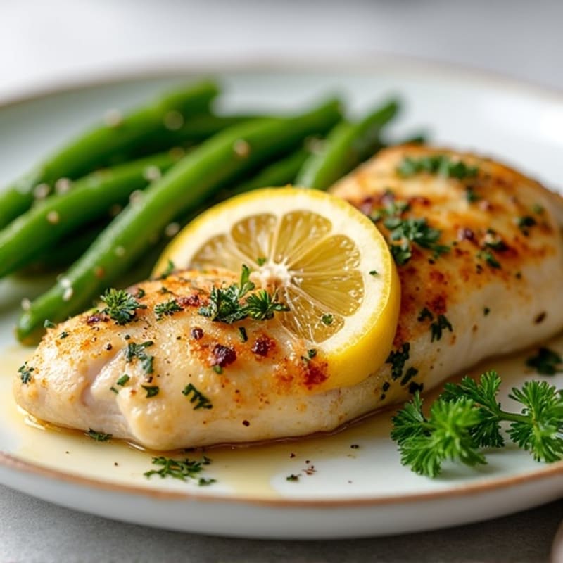 Lemon Herb Roasted Chicken with Crispy Green Beans