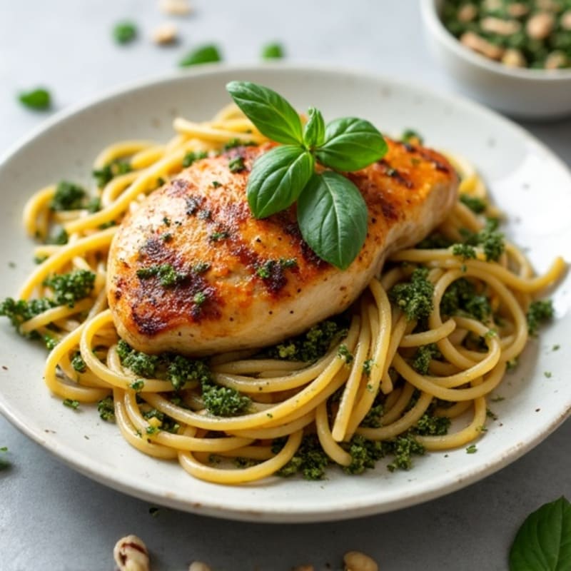 Herb-Roasted Chicken with Fresh Pesto Whole Wheat Pasta