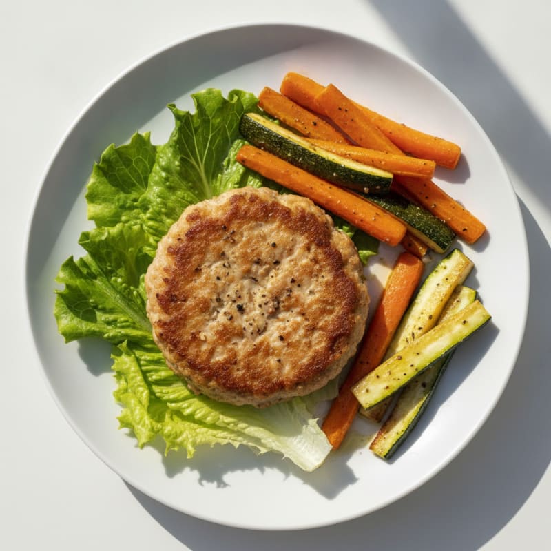 Lean Turkey Burger with Roasted Vegetables