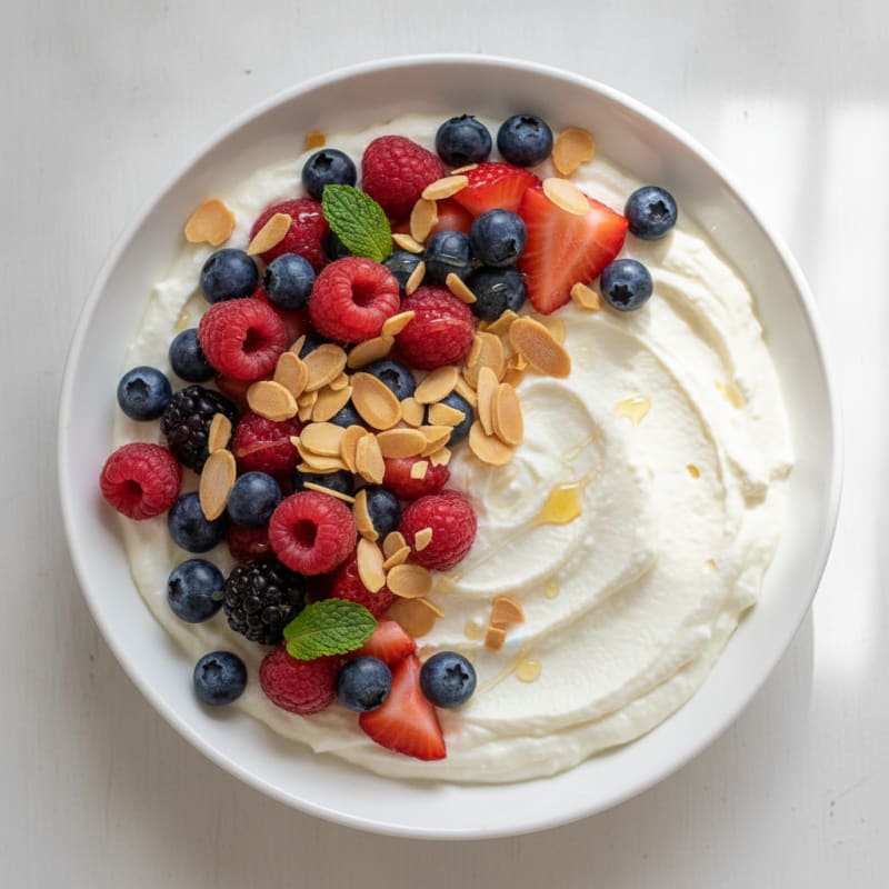 Silky Vanilla Protein Yogurt with Mixed Berries