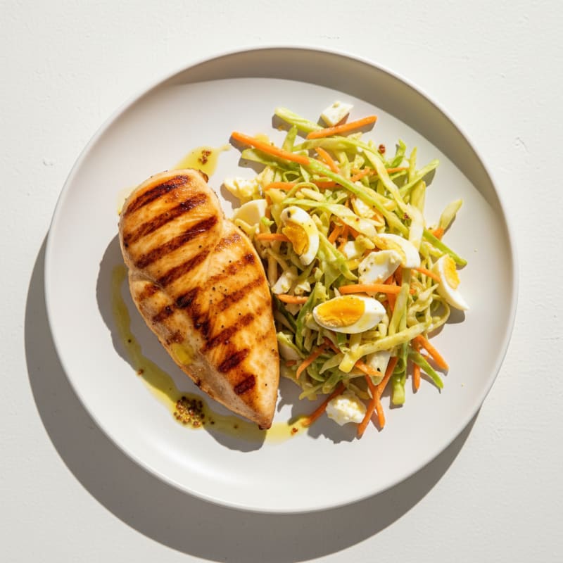 Grilled Chicken Breast with Crunchy Cabbage Slaw