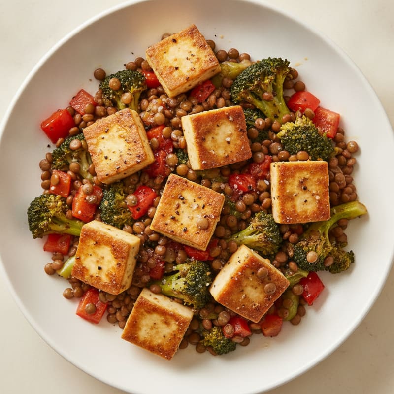 Pan-Seared Tofu with Roasted Vegetables