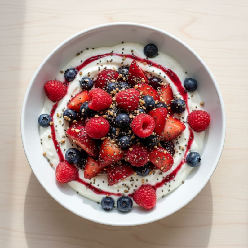 Greek Yogurt Protein Parfait with Mixed Berries