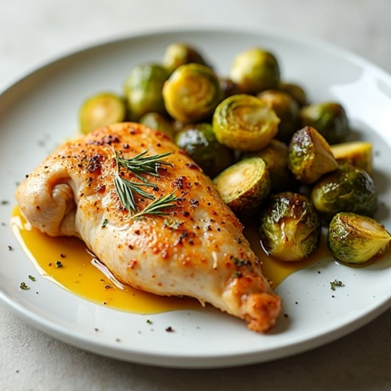 Lemon Herb Roasted Chicken with Crispy Brussels Sprouts