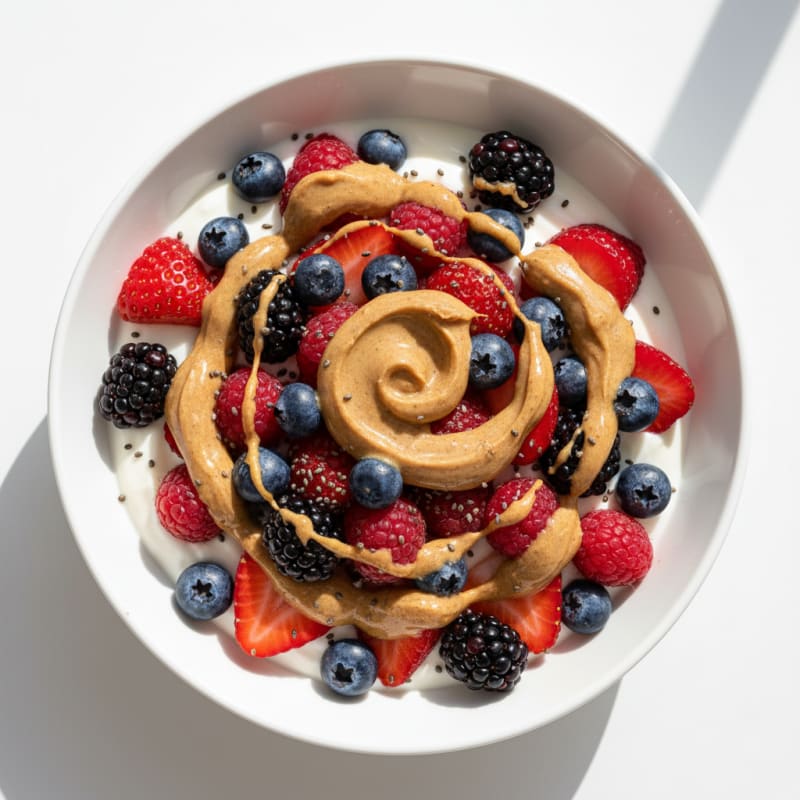 Greek Yogurt Bowl with Mixed Berries and Almond Butter