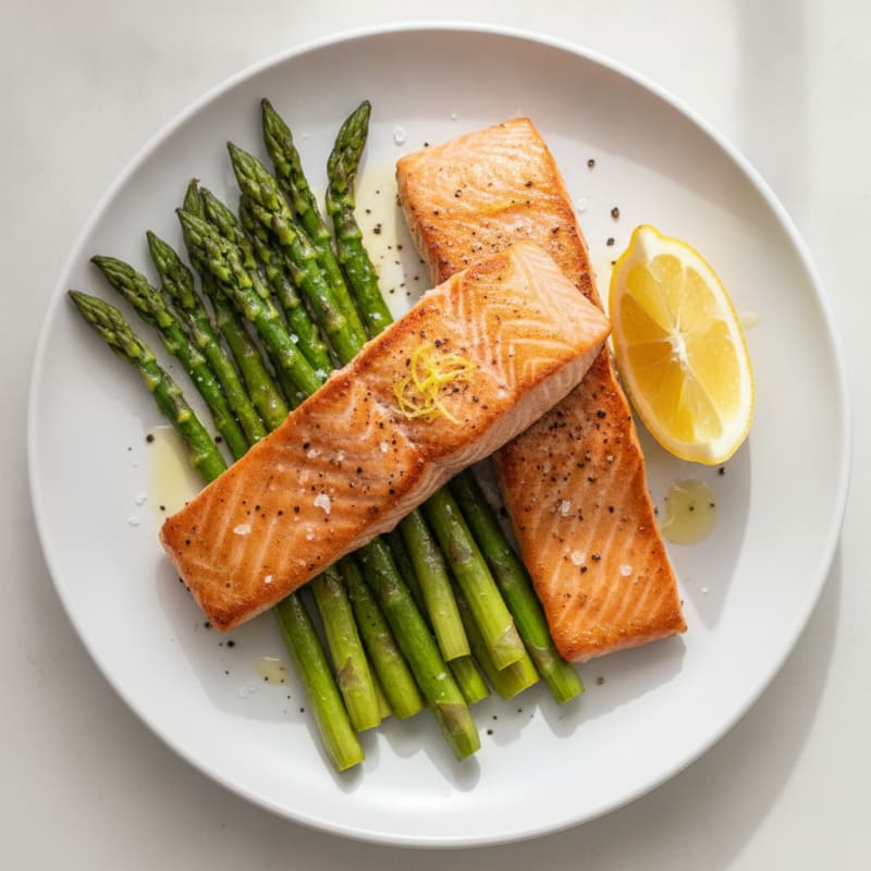 Pan-Seared Salmon with Roasted Asparagus