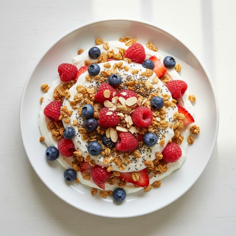 Greek Yogurt Parfait with Mixed Berries and Protein Granola