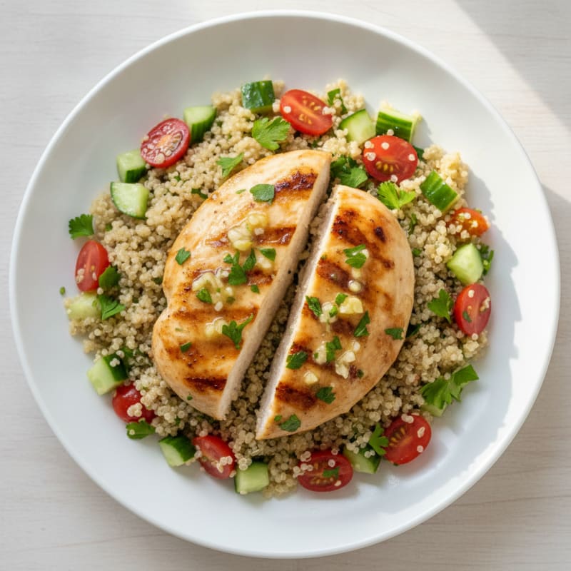 Grilled Lemon Garlic Chicken Breast with Quinoa Salad
