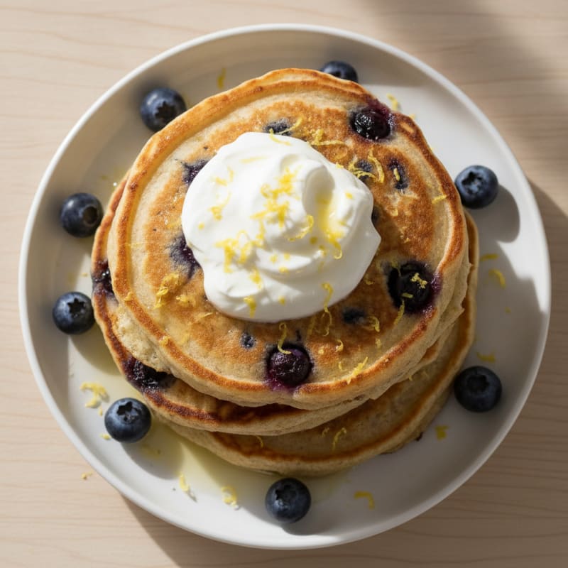 Blueberry Ricotta Pancakes with Lemon Zest