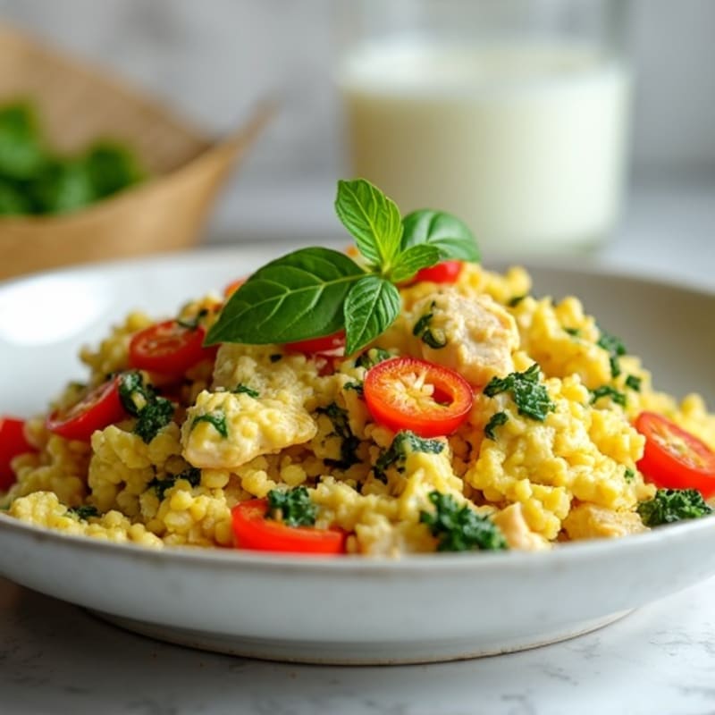 Egg White and Chicken Veggie Scramble