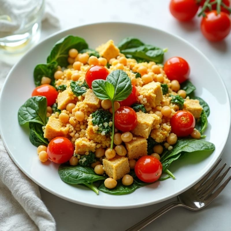 Silky Tofu Scramble with Spinach and Chickpeas