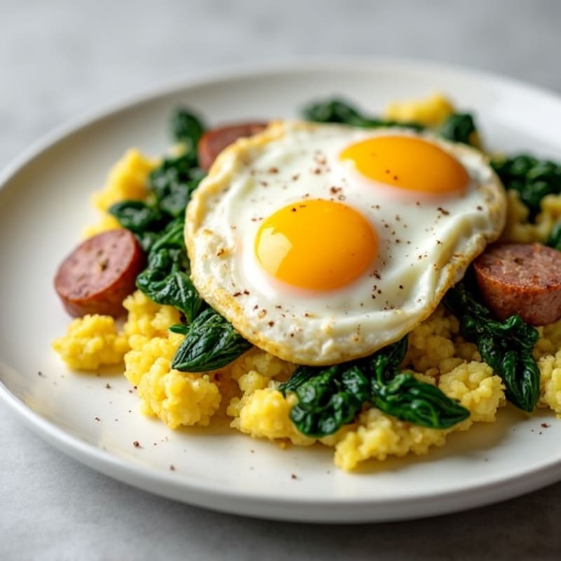 Egg White and Turkey Sausage Scramble with Spinach