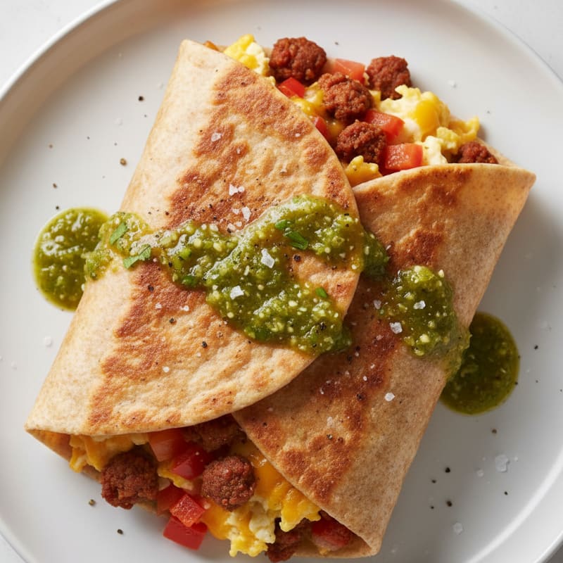 Crispy Chorizo and Egg Breakfast Burrito