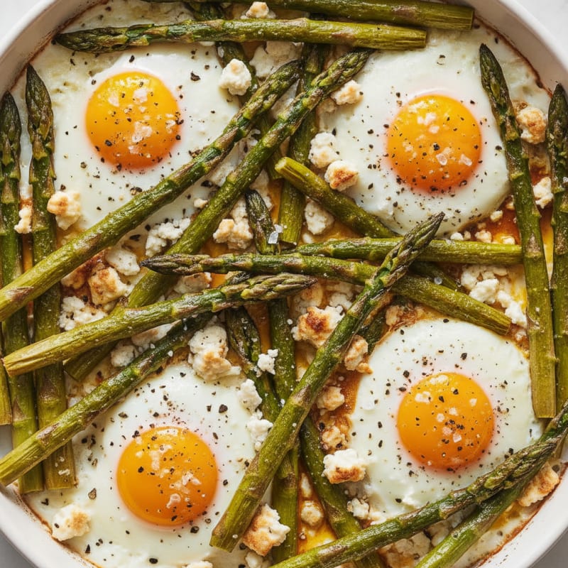 Baked Eggs with Roasted Asparagus