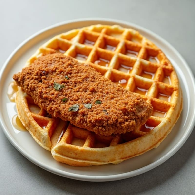 Crispy Baked Chicken with Fluffy Savory Waffles