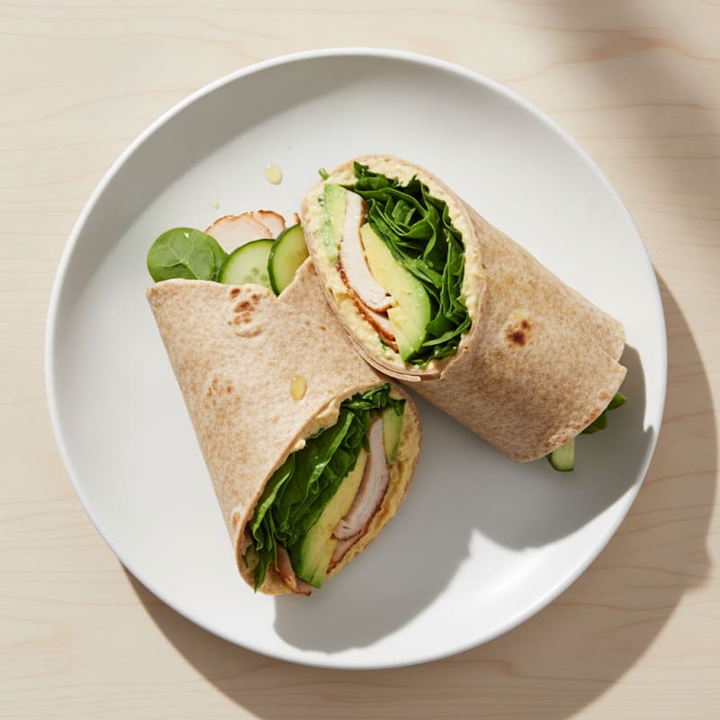 Turkey and Spinach Wrap with Hummus