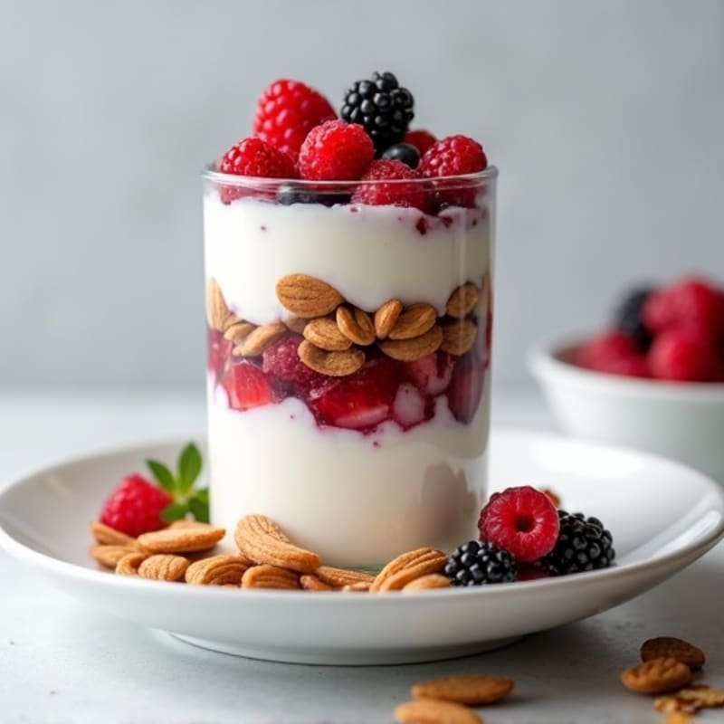 Creamy Greek Yogurt Protein Parfait with Mixed Berries and Almonds