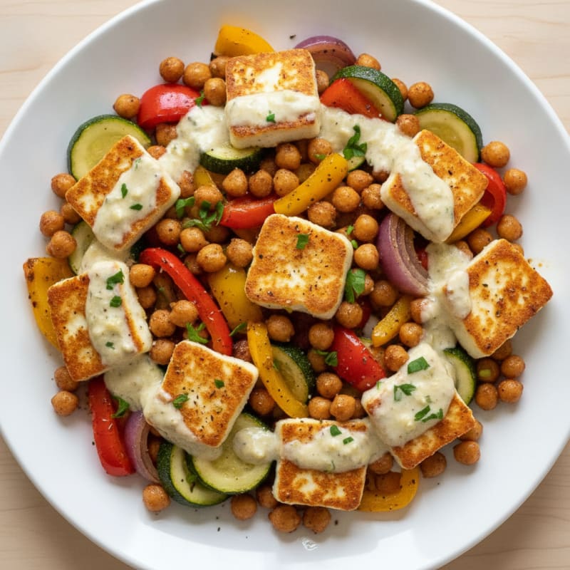 Sheet Pan Roasted Vegetables with Halloumi
