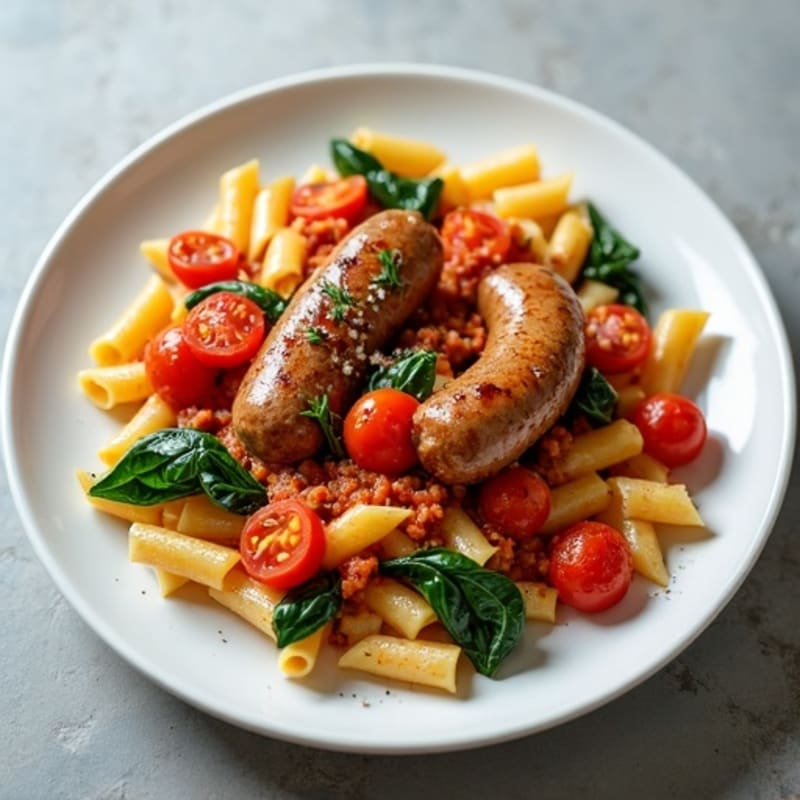 Lean Turkey Sausage Ragu with Whole Grain Pasta