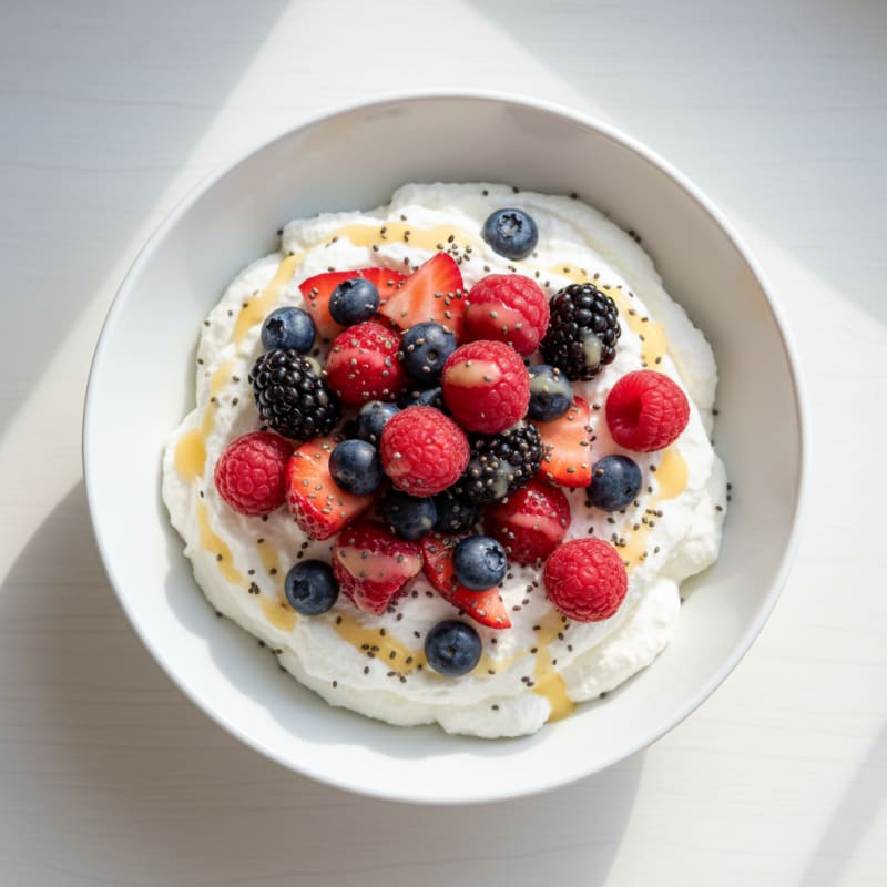 Greek Yogurt Protein Mousse with Mixed Berries