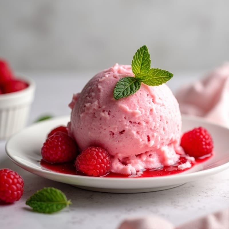Fresh-Churned Raspberry Mint Sorbet