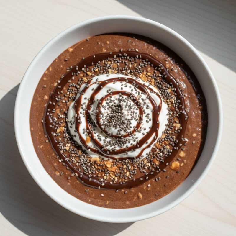 Silky Chocolate Protein Pudding with Greek Yogurt and Chia Seeds
