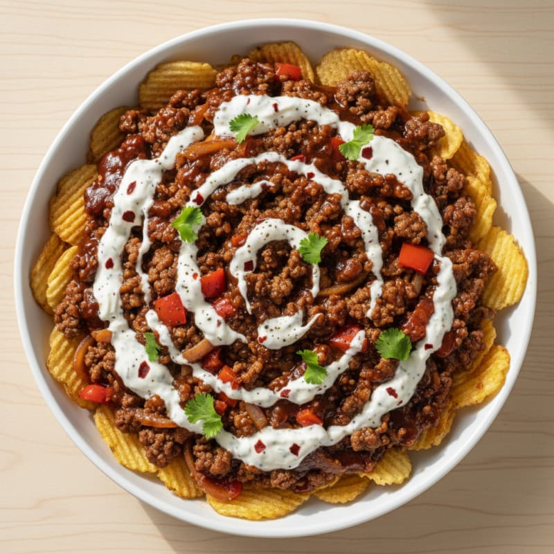 BBQ Ranch Ground Beef Skillet with Loaded Potato Chips